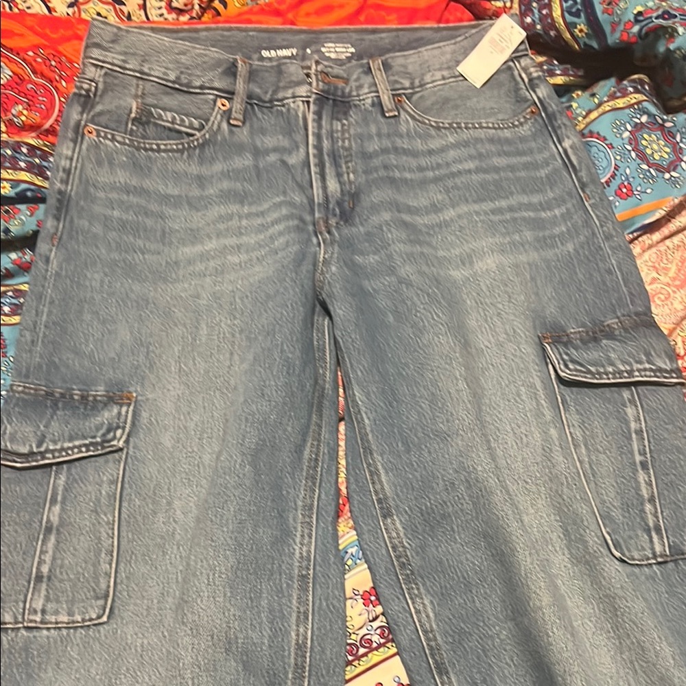 Old Navy Sky-Hi Wide Leg Cargo Jeans